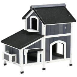 image-PawHut�Wooden�Cat�House�Outdoor w/ Flower Pot,�Window, Multiple�Entrances