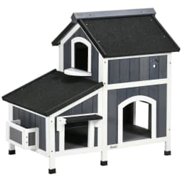 image-PawHut�Wooden�Cat�House�Outdoor w/ Flower Pot,�Window, Multiple�Entrances