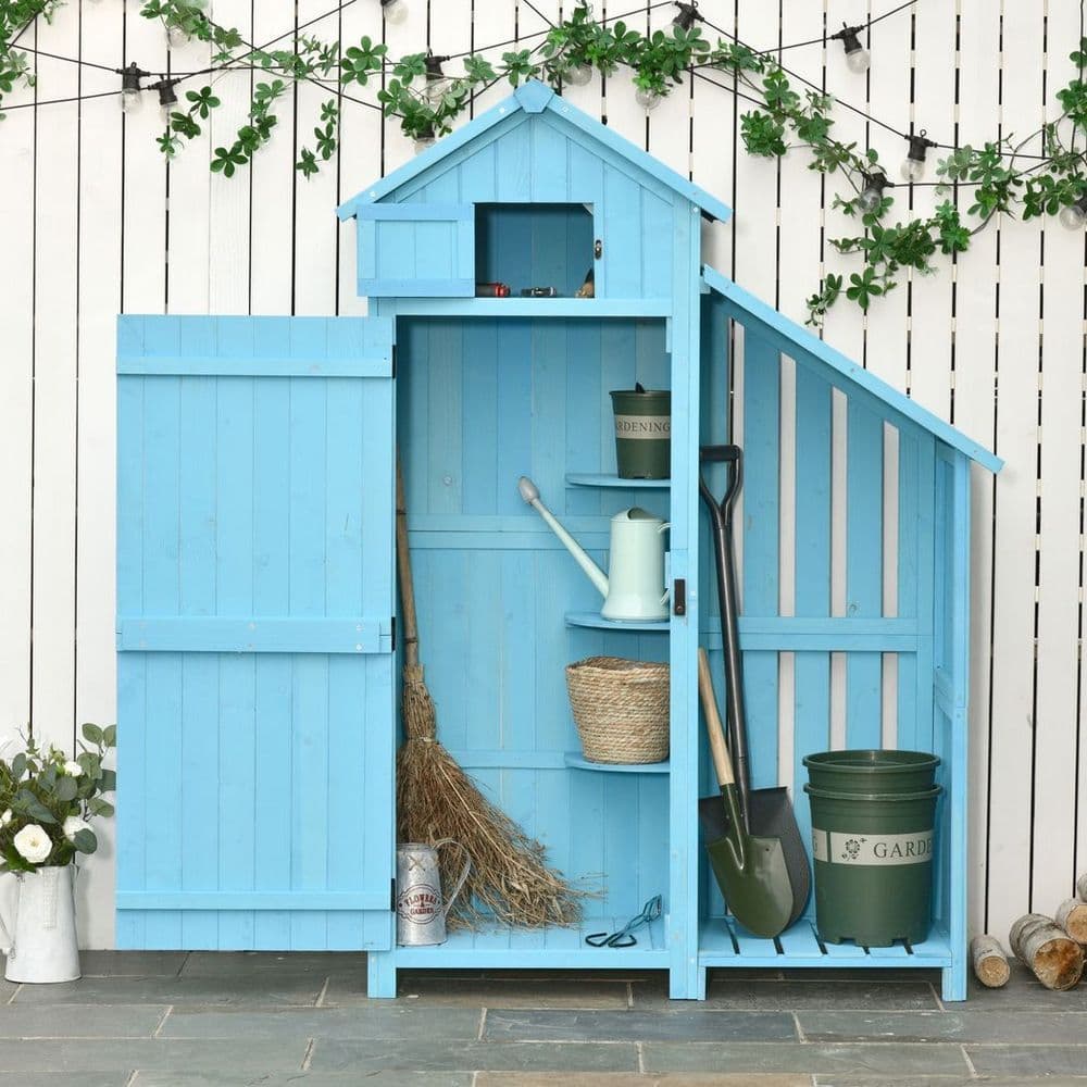 image-Garden Storage Shed Outdoor Firewood House w/ Waterproof Asphalt Roof