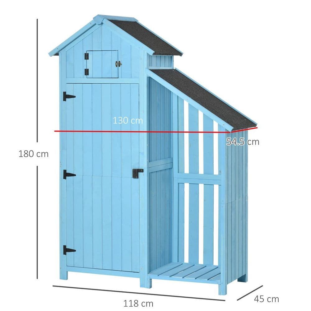image-Garden Storage Shed Outdoor Firewood House w/ Waterproof Asphalt Roof