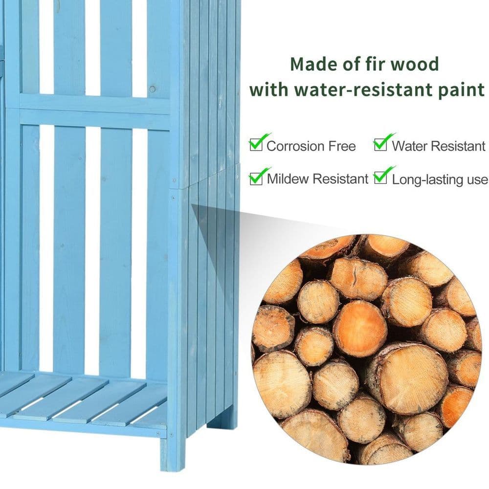 image-Garden Storage Shed Outdoor Firewood House w/ Waterproof Asphalt Roof