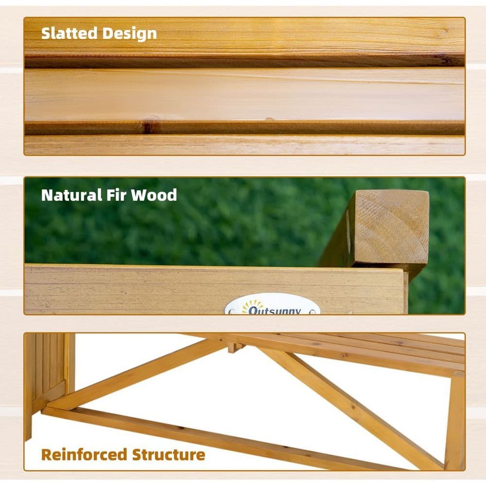 image-Wooden Garden Corner Bench with Planter, Garden Bench Seat for Patio