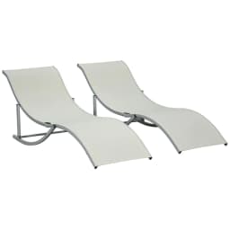 image-Set of 2 Zero Gravity Lounge Chair Recliners Sun Lounger Beige