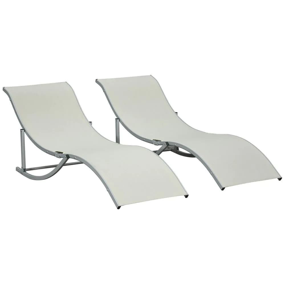 image-Set of 2 Zero Gravity Lounge Chair Recliners Sun Lounger Beige