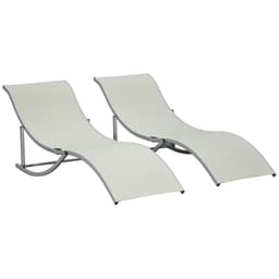 image-Set of 2 Zero Gravity Lounge Chair Recliners Sun Lounger Beige