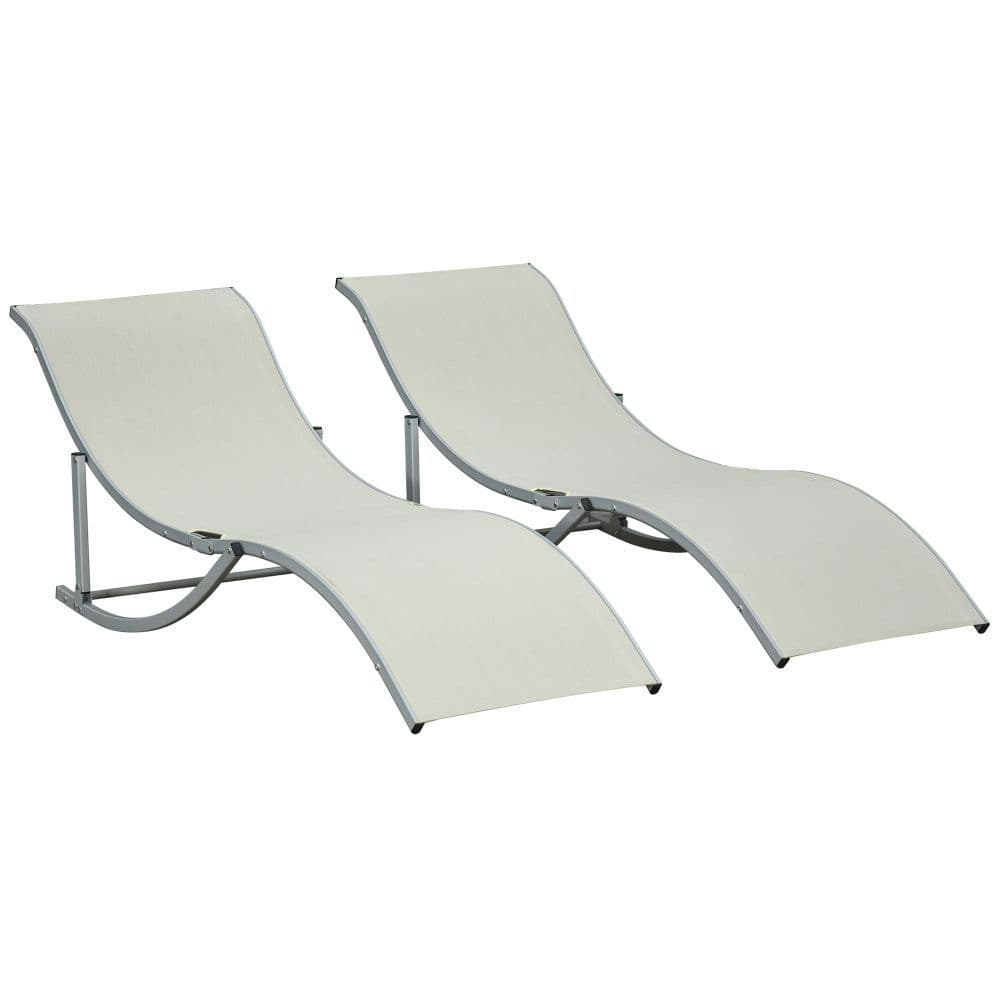image-Set of 2 Zero Gravity Lounge Chair Recliners Sun Lounger Beige