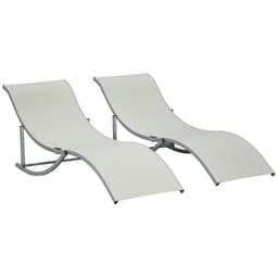 image-Set of 2 Zero Gravity Lounge Chair Recliners Sun Lounger Beige