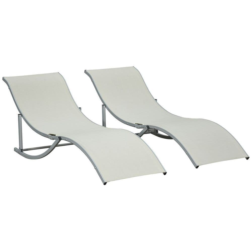 image-Set of 2 Zero Gravity Lounge Chair Recliners Sun Lounger Beige