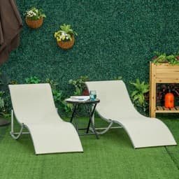 image-Set of 2 Zero Gravity Lounge Chair Recliners Sun Lounger Beige