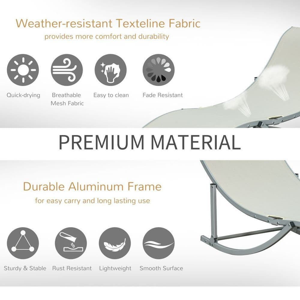 image-Set of 2 Zero Gravity Lounge Chair Recliners Sun Lounger Beige