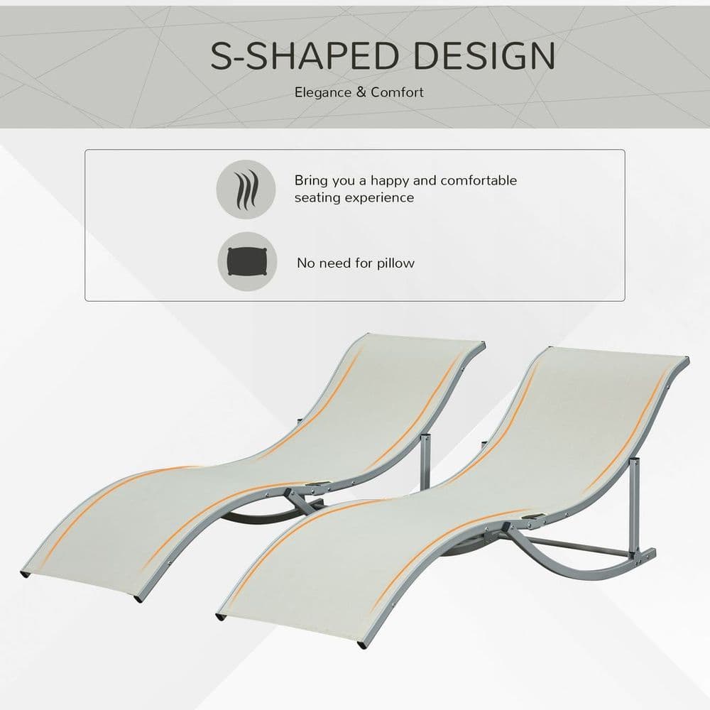 image-Set of 2 Zero Gravity Lounge Chair Recliners Sun Lounger Beige