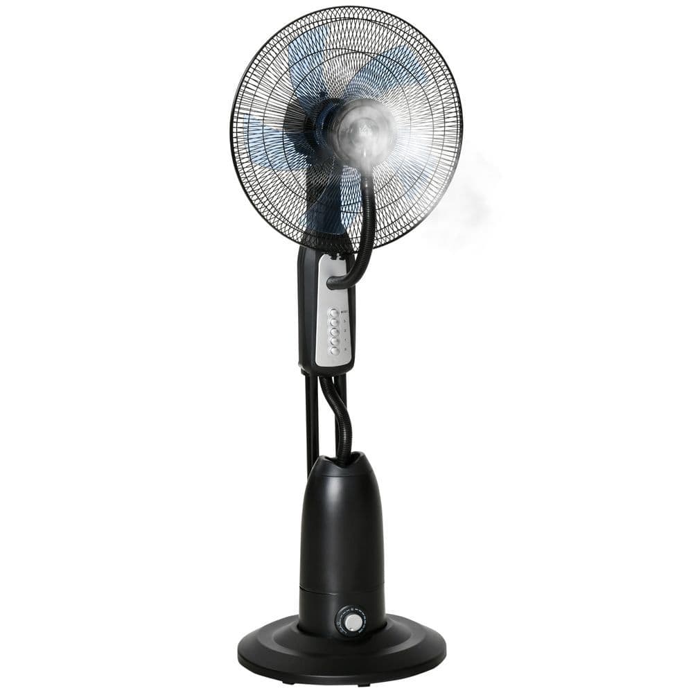 image-Pedestal Fan with Water Mist Spray Standing Fan w/ 2.8L Water Tank Black