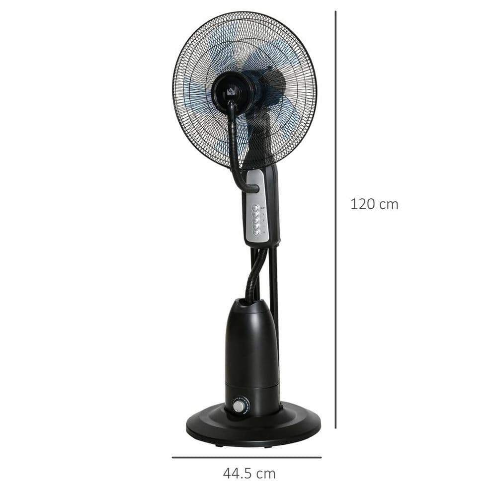 image-Pedestal Fan with Water Mist Spray Standing Fan w/ 2.8L Water Tank Black