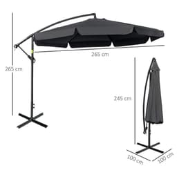 image-2.7m Garden Cantilever Banana Parasol Sun Shade w/ Crank, Black