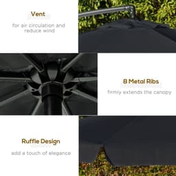 image-2.7m Garden Cantilever Banana Parasol Sun Shade w/ Crank, Black
