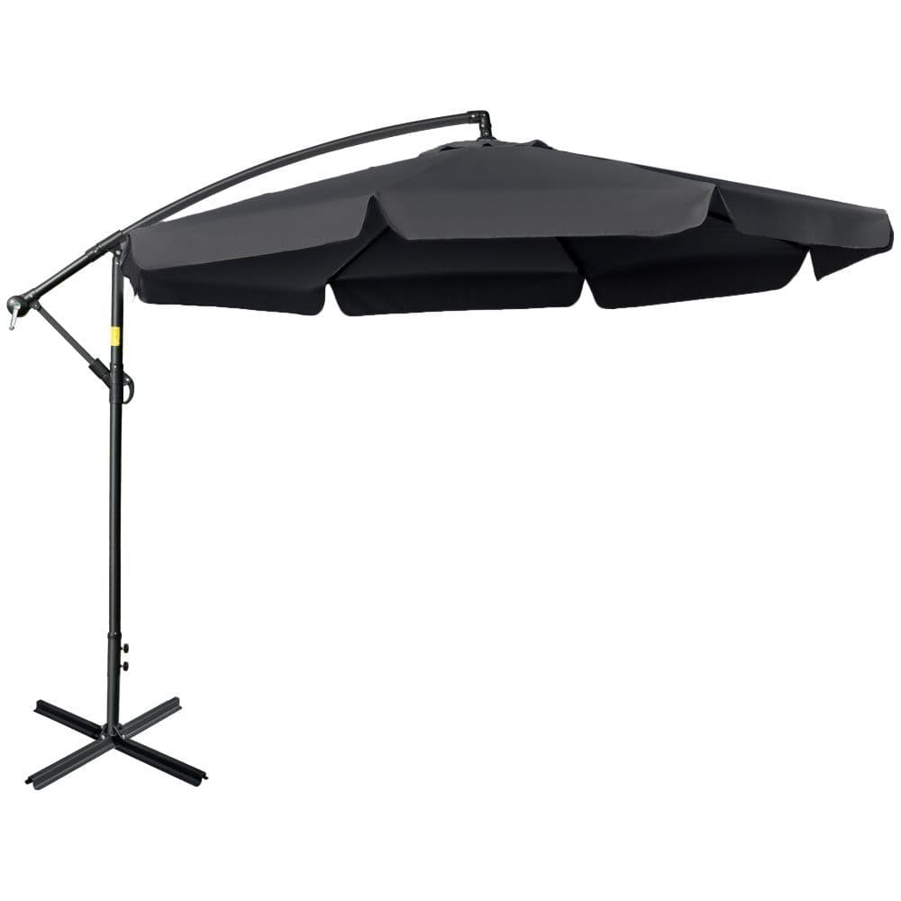 image-2.7m Garden Cantilever Banana Parasol Sun Shade w/ Crank, Black