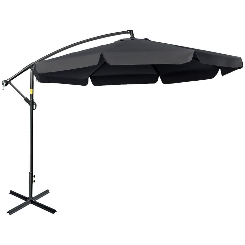 image-2.7m Garden Cantilever Banana Parasol Sun Shade w/ Crank, Black