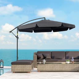 image-2.7m Garden Cantilever Banana Parasol Sun Shade w/ Crank, Black
