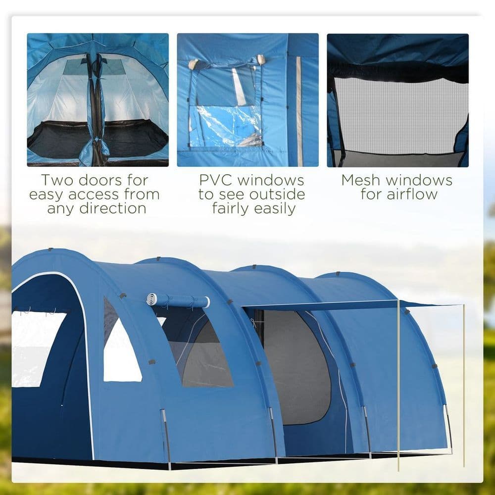 image-5-6 Man Family Tent Camping Tent with Two Room, Floor & Carry Bag
