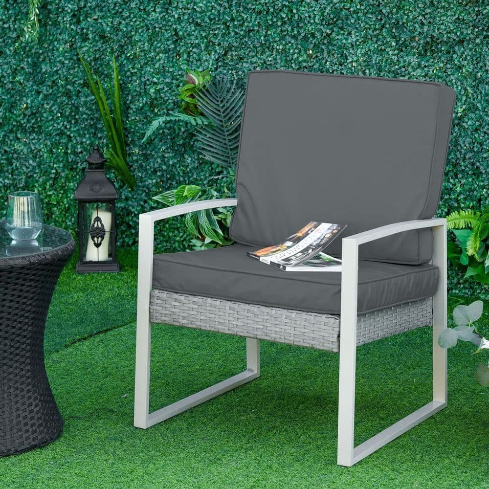 image-Outdoor Seat and Back Cushion Set Replacement Cushions, Dark Grey