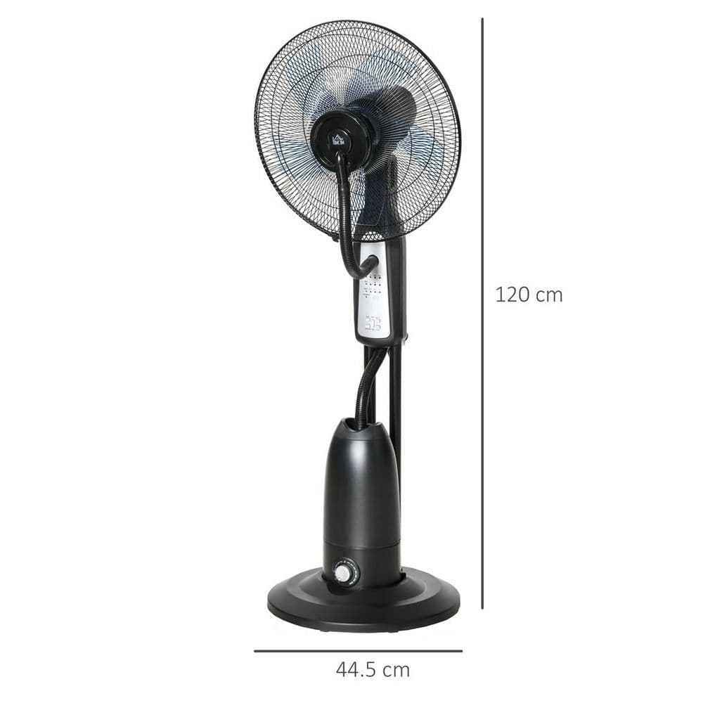 image-Pedestal Fan with Water Mist Spray Standing Fan w/ 2.8L Water Tank Black