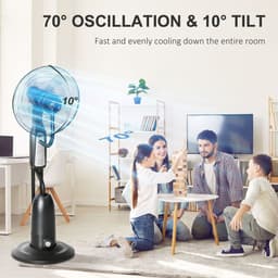image-Pedestal Fan with Water Mist Spray Standing Fan w/ 2.8L Water Tank Black