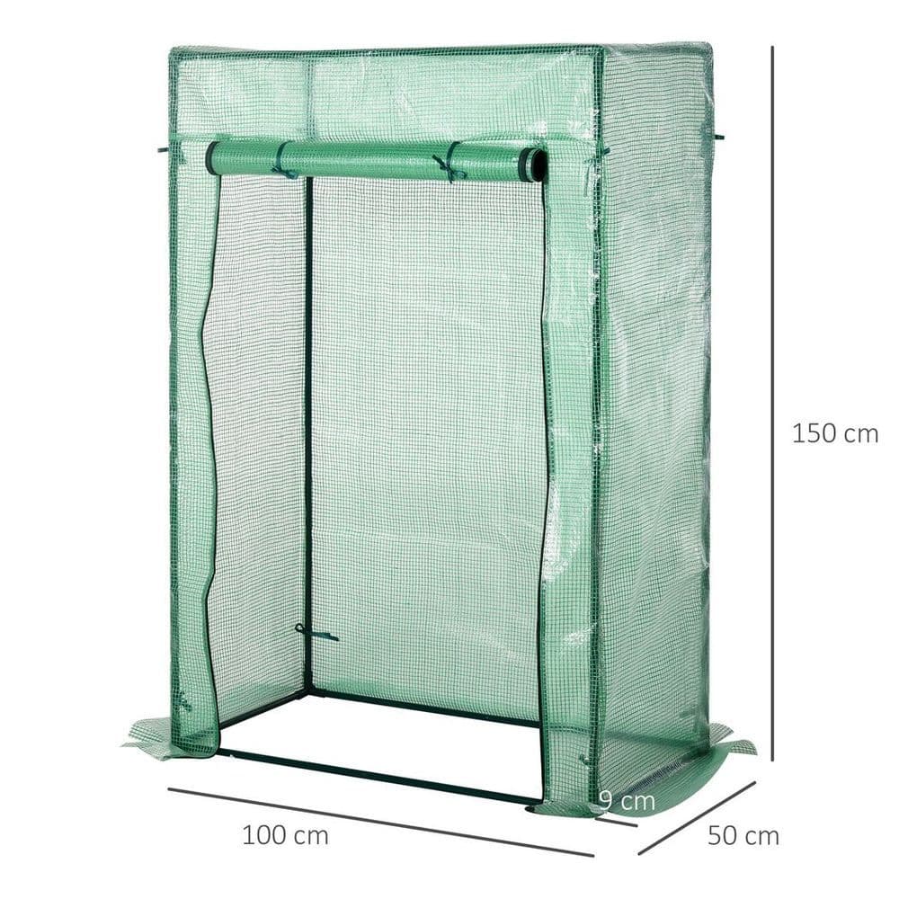 image-100 x 50 x 150cm Greenhouse w/ Zipper Roll-up Door Outdoor Green