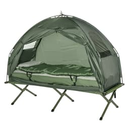 image-Outdoor 1 Person Folding Dome Tent Hiking Camping Bed Cot W/ Sleeping Bag New