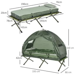 image-Outdoor 1 Person Folding Dome Tent Hiking Camping Bed Cot W/ Sleeping Bag New