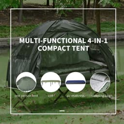 image-Outdoor 1 Person Folding Dome Tent Hiking Camping Bed Cot W/ Sleeping Bag New