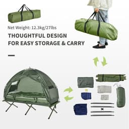 image-Outdoor 1 Person Folding Dome Tent Hiking Camping Bed Cot W/ Sleeping Bag New