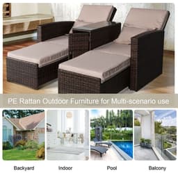 image-Garden Double Rattan Sun Lounger Sofa Recliner Wicker Patio Brown