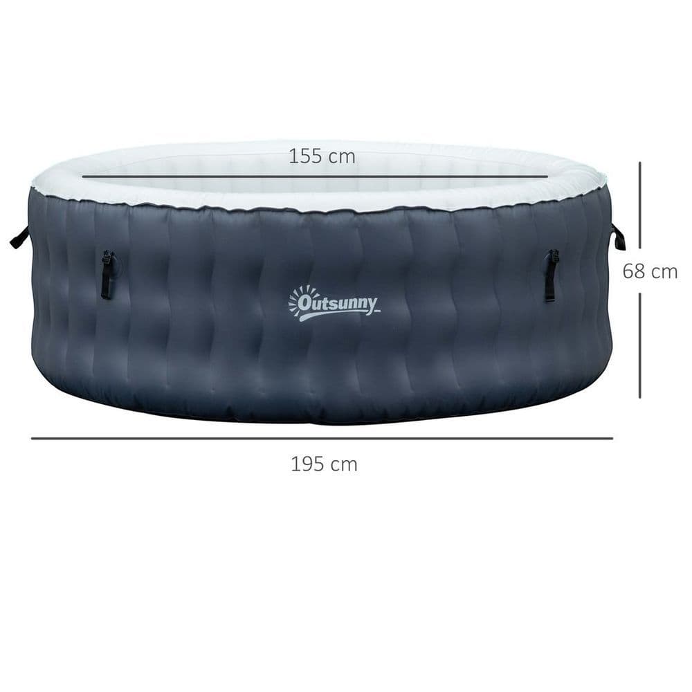 image-Round Inflatable Hot Tub Bubble Spa w/ Pump,Cover,4-6 Person, Dark Blue