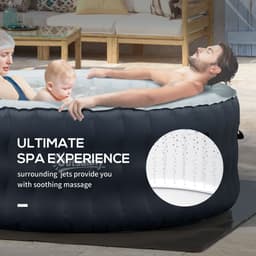 image-Round Inflatable Hot Tub Bubble Spa w/ Pump,Cover,4-6 Person, Dark Blue