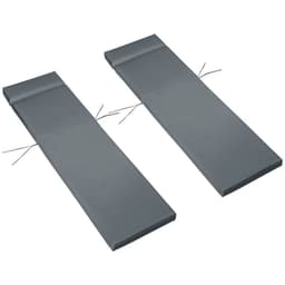 image-Set of 2 Lounger Cushions Deep Seat Patio Cushions with Ties Dark Grey
