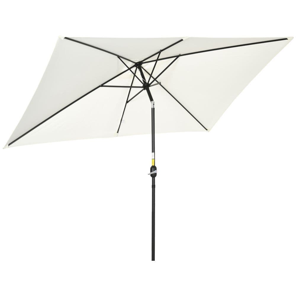 image-3x2m Patio Parasol Canopy Tilt Crank 6 Ribs Sun Shade Garden White