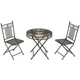 image-3PCs Garden Bistro Set with 2 Folding Chair and 1 Table, Bronze