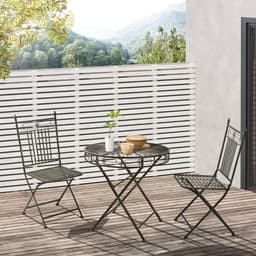 image-3PCs Garden Bistro Set with 2 Folding Chair and 1 Table, Bronze