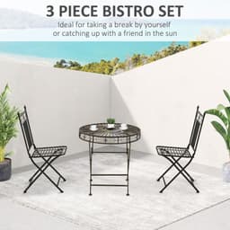 image-3PCs Garden Bistro Set with 2 Folding Chair and 1 Table, Bronze
