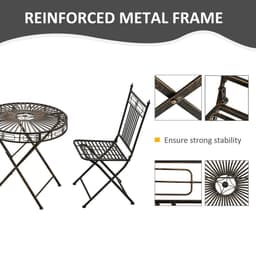 image-3PCs Garden Bistro Set with 2 Folding Chair and 1 Table, Bronze