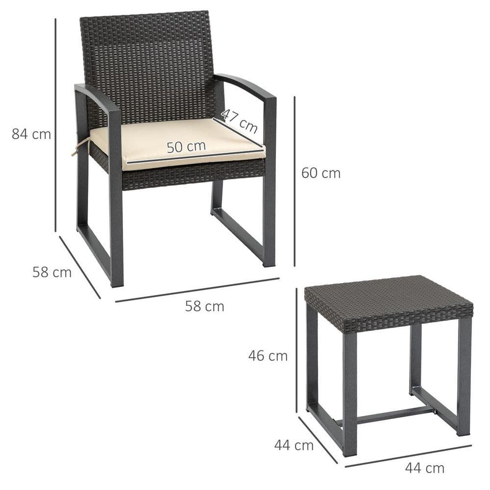image-Patio PP Rattan Style Garden Bistro Set, Armchairs & Tea Table Set