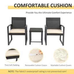 image-Patio PP Rattan Style Garden Bistro Set, Armchairs & Tea Table Set