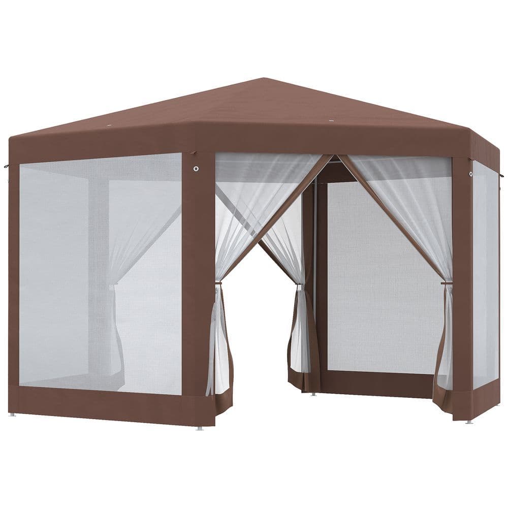 image-Hexagonal Garden Gazebo Party Tent Patio Marquee Canopy