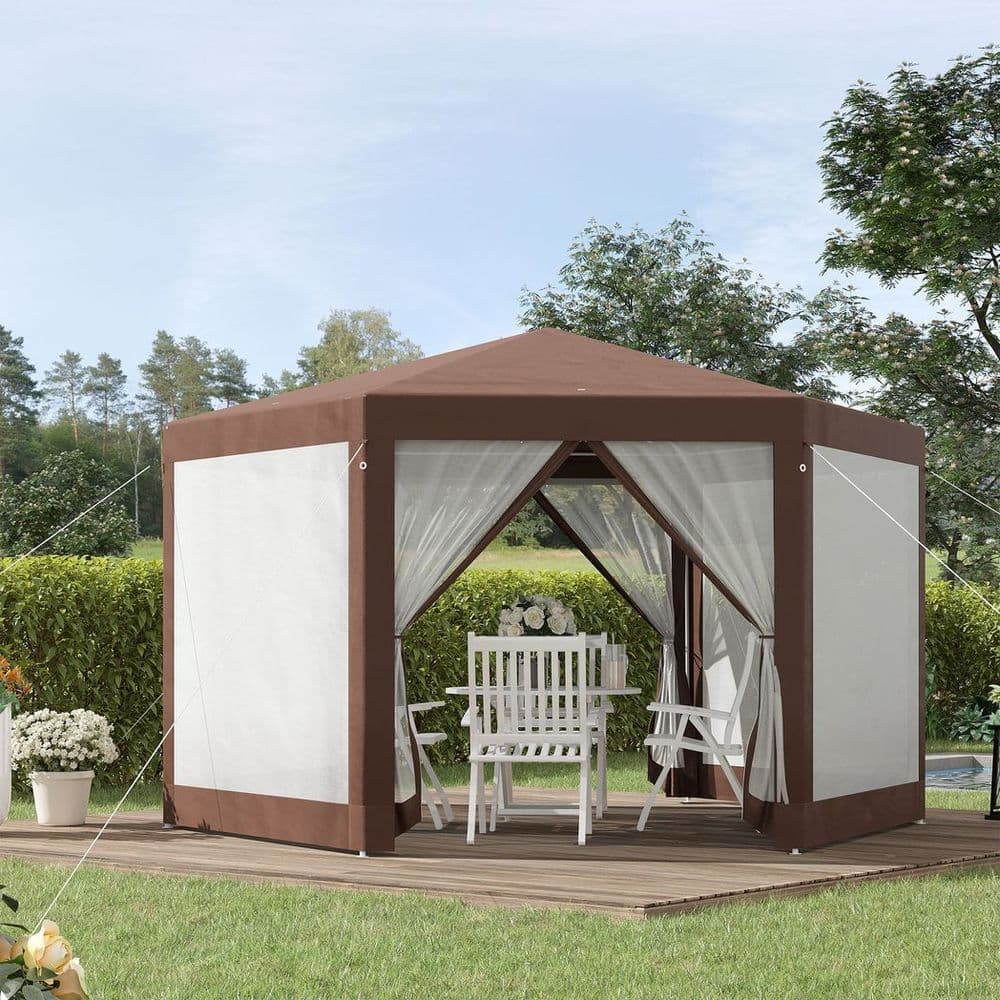 image-Hexagonal Garden Gazebo Party Tent Patio Marquee Canopy