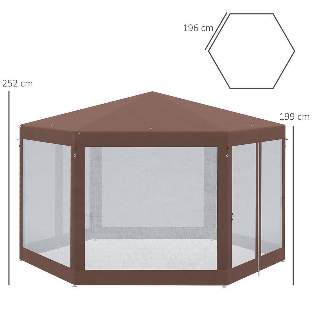 image-Hexagonal Garden Gazebo Party Tent Patio Marquee Canopy