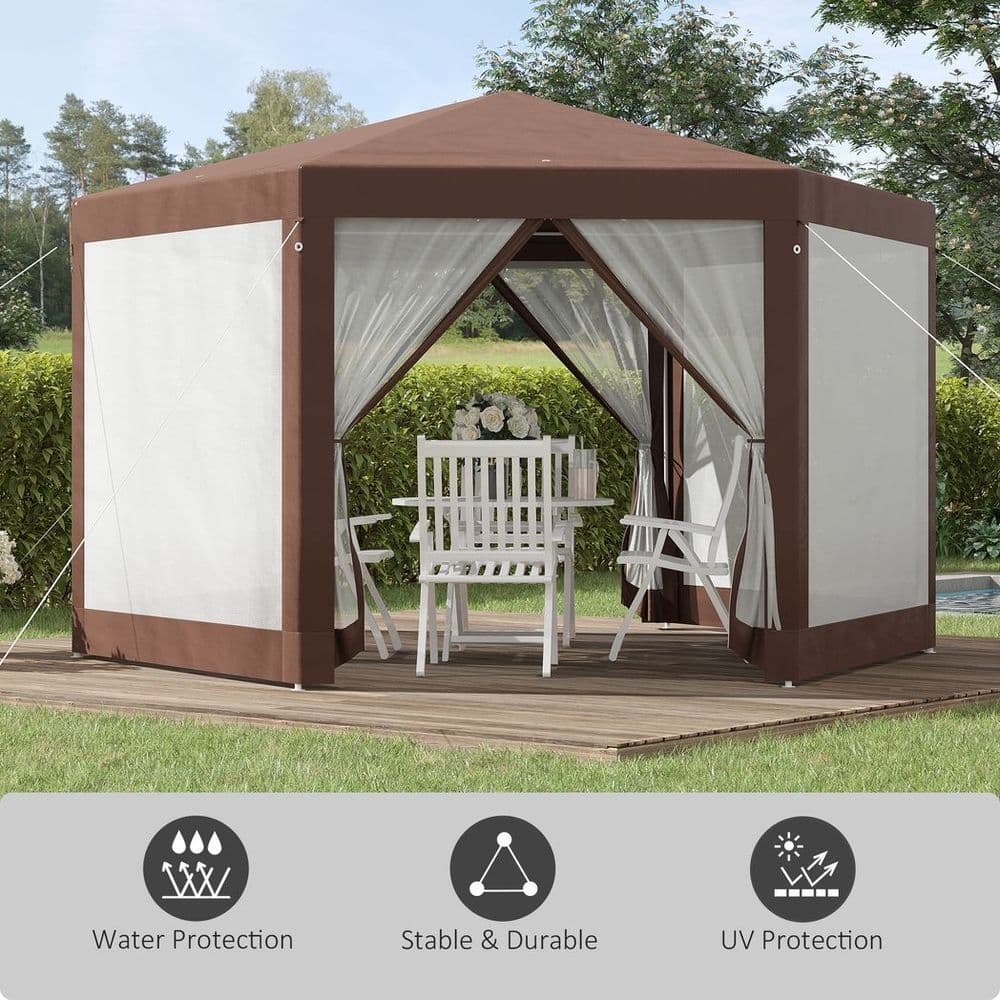 image-Hexagonal Garden Gazebo Party Tent Patio Marquee Canopy