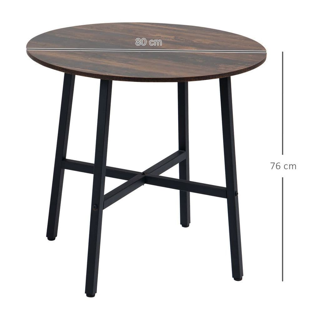 image-80cm Round Kitchen Table, Dining Table for Small Spaces, Steel Leg