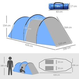 image-3 Man 2 Room Tent Camping Tent With Living Area Air Vents Blue