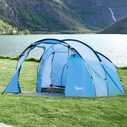 image-3 Man 2 Room Tent Camping Tent With Living Area Air Vents Blue