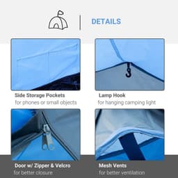 image-3 Man 2 Room Tent Camping Tent With Living Area Air Vents Blue
